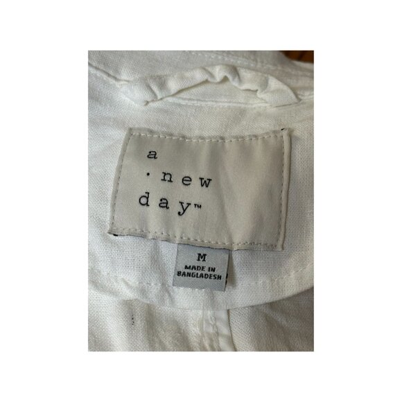 A New Day Women's Linen Long Sleeve Belted Trench Coat White Size M Fall Fashion - Picture 5 of 9